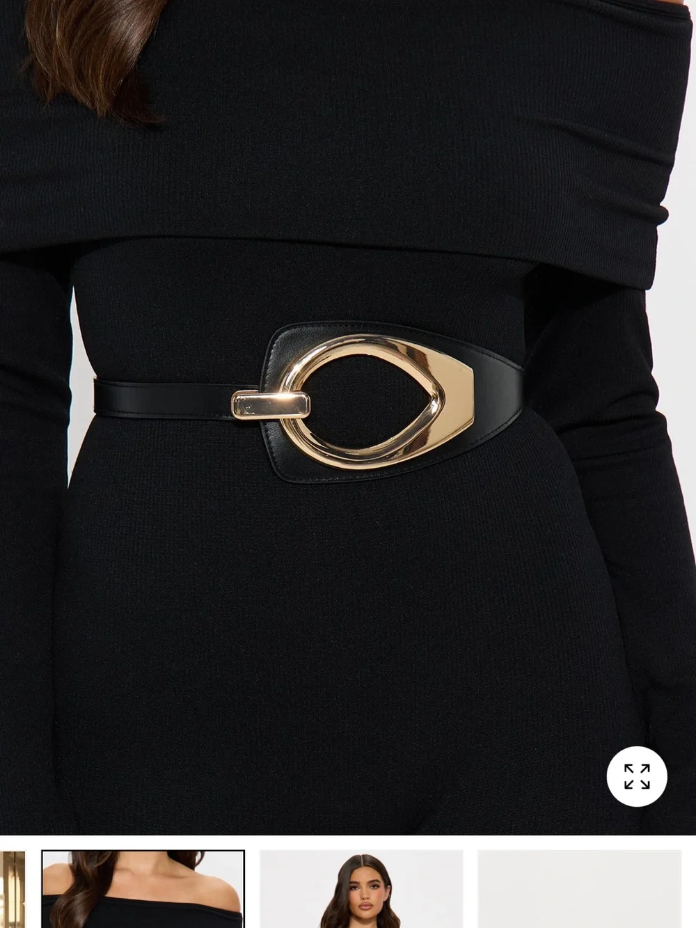 Fashion‎ Nova Black Wide Waist Belt with Gold Oval Buckle